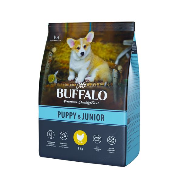 Корм сухой для щенков и юниоров курица Puppy&Junior Mr.Buffalo 2кг фото №3