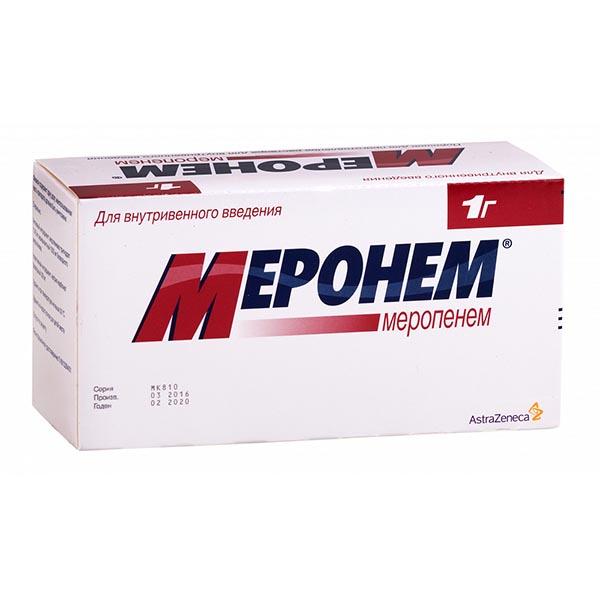 Изображение товара Меронем порошок 1000 мг для в/в введения 10 шт - антибактериальный препарат