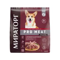 Корм сухой для взрослых собак средних пород старше 1г с ягненком и картофелем Pro Meat Мираторг 2,6кг