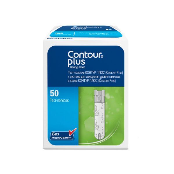 Тест-полоски Contour plus (Контур плюс) для глюкометра  50 шт. Ascensia Diabetes Care Holdings AG