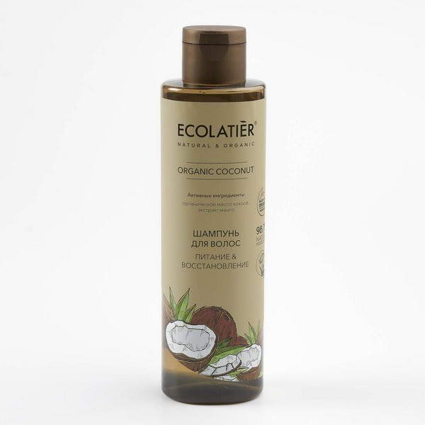 Шампунь для волос Питание & Восстановление Серия Organic Coconut, Ecolatier Green 250 мл фото №3