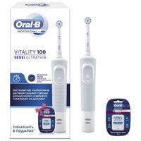 Набор Oral-B/Орал-би: Щетка зубная электрическая Vitality 100 Sensi Ultrathin+Нить Pro-Expert ClinLine 25м миниатюра