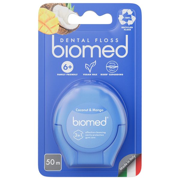 Нить зубная комплексная объемная с ароматом кокоса и манго Biomed/Биомед 50м splat объемная зубная нить с ароматом кардамона
