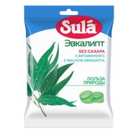 Леденцы Sula (Сула) фруктовые Эвкалипт без сахара с витамином С 60 г