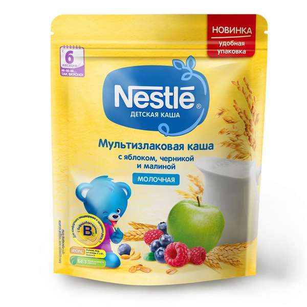 Каша сухая молочная мультизлаковая Яблоко Черника Малина doy pack Nestle/Нестле 220г фото №14