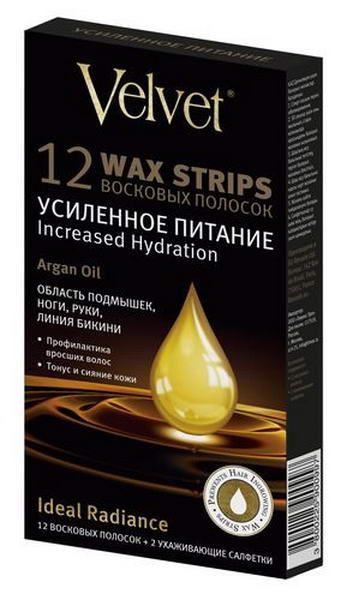 Полоски для тела восковые Argan oil Усиленное питание Velvet 12 шт восковые полоски velvet интенсивная витаминотерапия 20 шт