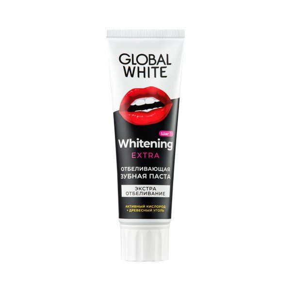 Паста зубная экстра отбеливающая Активный кислород Global White/Глобал вайт 100г global white отбеливающая зубная паста whitening max shine