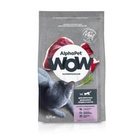 Корм сухой для домашних кошек и котов с уткой и потрошками WOW Superpremium AlphaPet 750г миниатюра фото №2