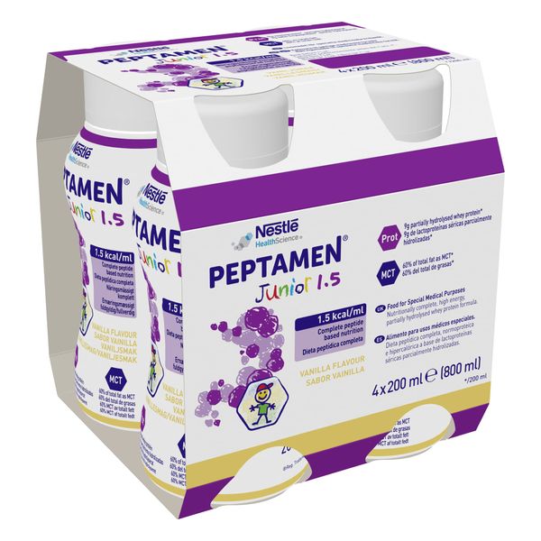 Смесь жидкая готовая к употреблению вкус ванили Junior 1.5 Peptamen/Пептамен бут. 200мл 4шт Nestle Health Science