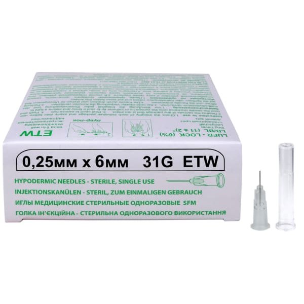 Иглы медицинские стерильные одноразовые SFM 0,30мм х 4 мм 30G (50 шт/уп)