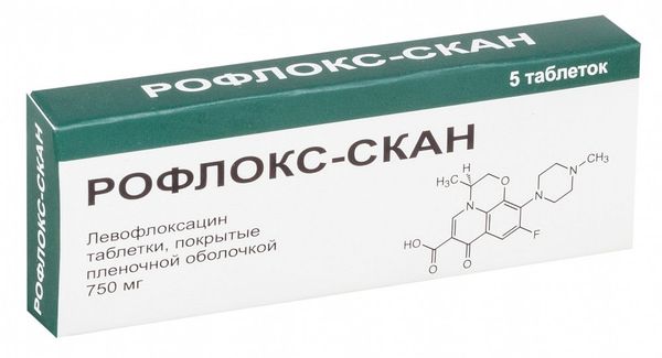 Рофлокс-Скан таблетки п.п.о. 750мг 5 шт.