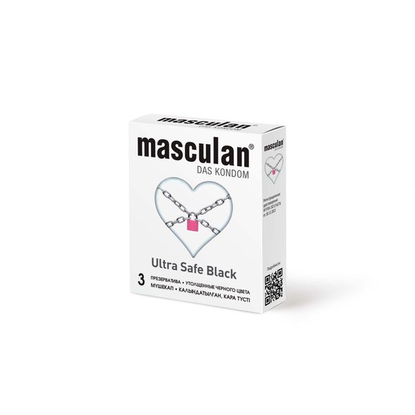 Презервативы утолщенные черного цвета Black Ultra Safe Masculan/Маскулан 3шт презервативы masculan 3 ultra продлевающие с колечками пупырышками 6 шт