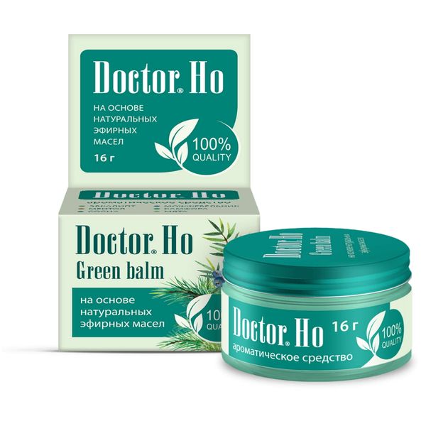 Бальзам ароматический на основе эфирных масел бальзам Green balm Doctor Ho/Доктор Хо банка 16г