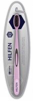Щетка Hilfen/Хилфен зубная средней жесткости с черной щетиной розовая