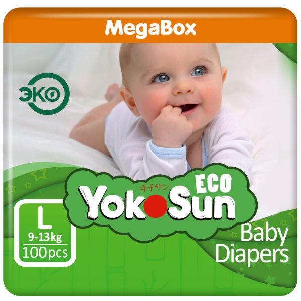 Подгузники детские Eco Megabox YokoSun 9-13кг 100шт р.L