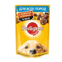 Корм влажный для взрослых собак всех пород с телятиной и печенью в желе Pedigree 85г