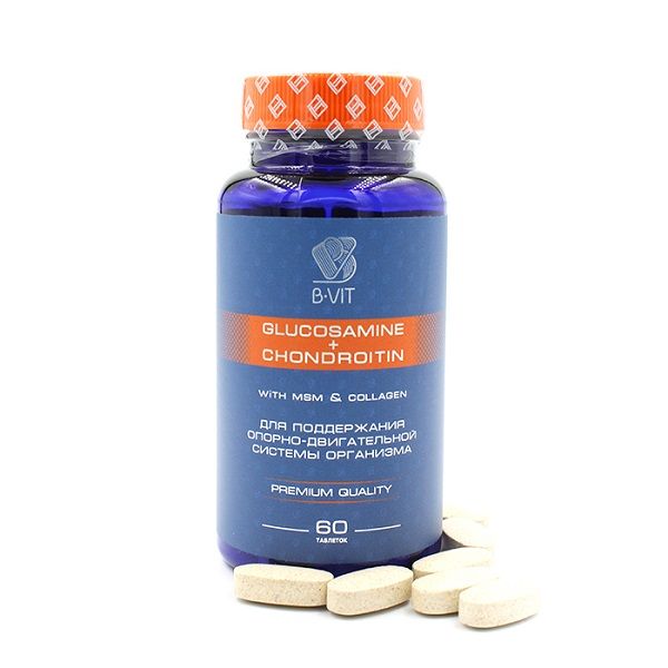 Глюкозамин, хондроитин с МСМ и коллагеном B-VIT таблетки 1,29г 60шт