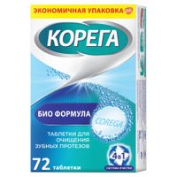 Corega (Корега) Био Формула, таблетки для очищения зубных протезов от налета и стойких пятен, 72 шт.