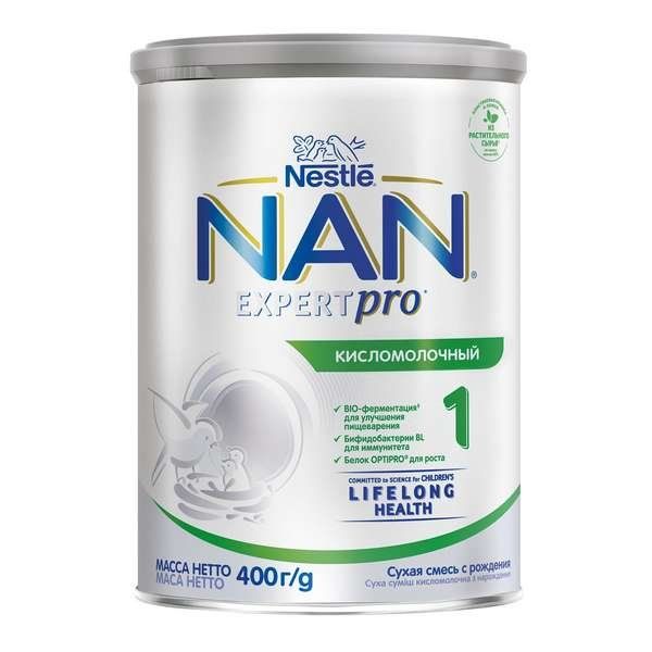 Смесь сухая кисломолочная Nan/Нан 1 с рождения 400г