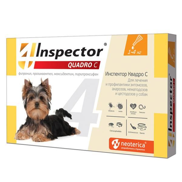 Капли для собак 1-4кг Inspector 0,4мл АО 