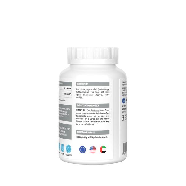 Цинк UltraSupps/Ультрасаппс капсулы 346мг 60шт фото №3