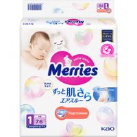 Подгузники для новорожденных Merries/Меррис до 5кг 76шт р.NB