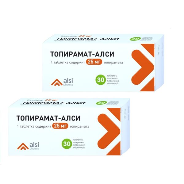 2Х Топирамат-Алси таблетки п/о плен. 25мг 30шт
