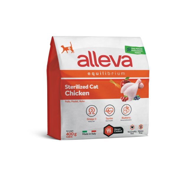 Корм сухой для кастрированных котов и стерилизованных кошек с курицей Equilibrium Alleva/Аллева 400г