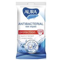 Влажные салфетки c антибактериальным эффектом Family Aura/Аура 15шт