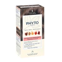 Набор Phyto/Фито: Краска-краска для волос 50мл тон 5 Светлый шатен+Молочко 50мл+Маска-защита цвета 12мл+Перчатки