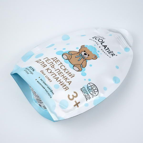 Гель-пенка для купания детский 3+ Ecocert Baby Ecolatier мягкая упаковка 250мл фото №3