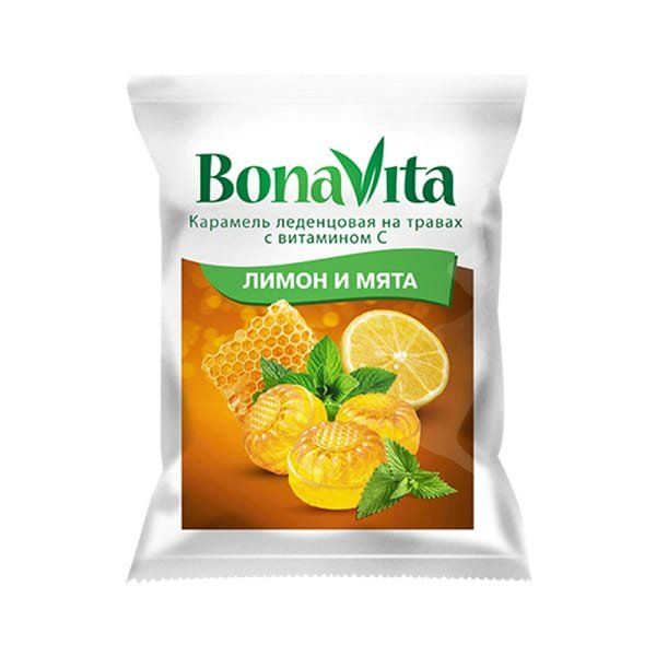 Леденцовая карамель Лимон и мята с витамином С Bona Vita 60г