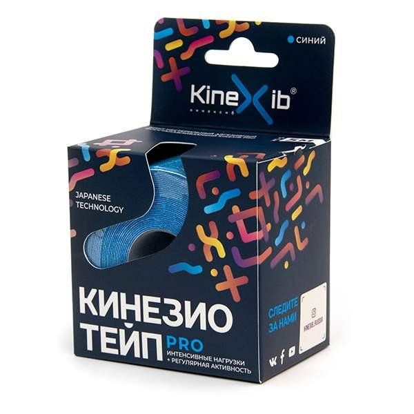 Тейп кинезио адгезивный восстанавливающий Kinexib PRO синий, 5х500см