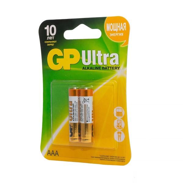 Батарейки алкалиновые GP Ultra Alkaline 24А AАA 2 шт. блистер GP Batteries International  CN (GP Batteries International Limited) 1417590 - фото 1