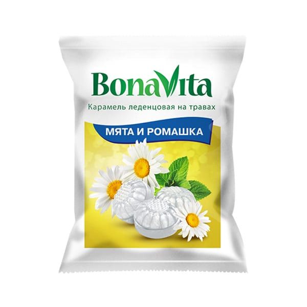Леденцовая карамель Мята и ромашка с витамином С Bona Vita 60г