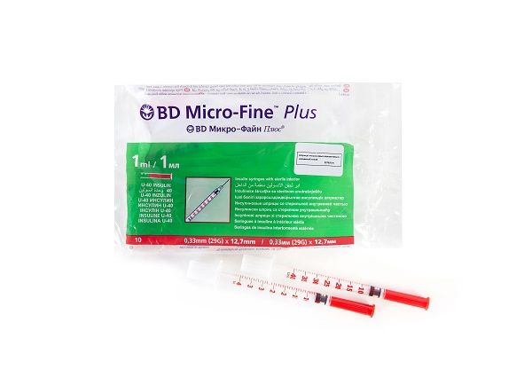 Шприц инсулиновый U-40 Micro-Fine Plus BD/БиДи 0,33х12,7мм 1мл 10шт (320910)