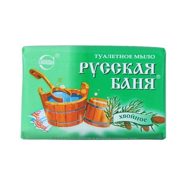 Мыло туалетное для нормальной и жирной кожи Русская баня Хвойное Свобода 100г