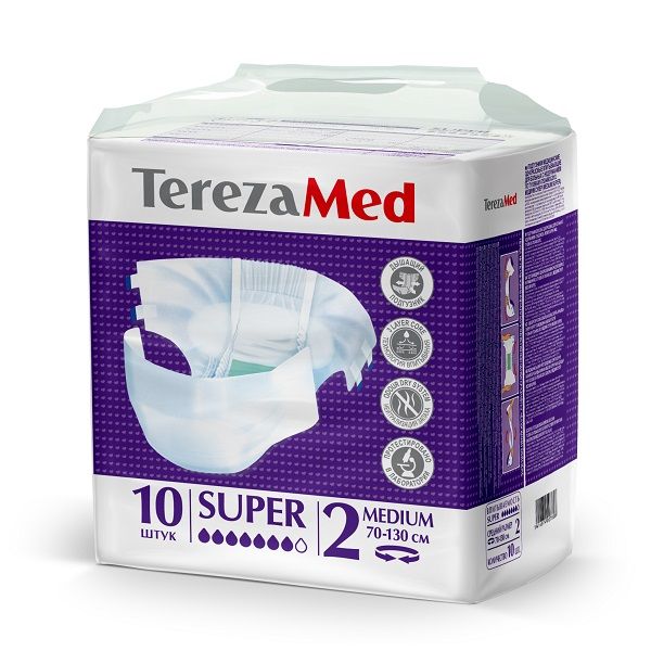 Подгузники для взрослых впитывающие на липучках Super TerezaMed 10шт р.M (2)