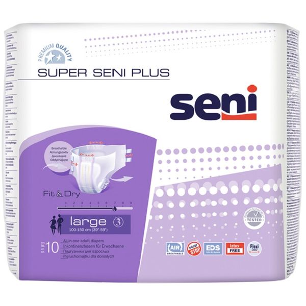 Подгузники для взрослых Super Plus Seni/Сени 10шт р.L