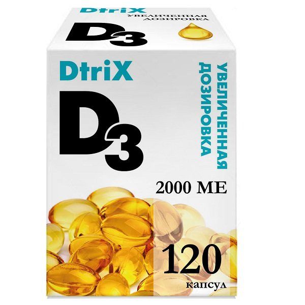 Витамин Д3 Dtrix/Детрикс капсулы 2000МЕ 450мг 120шт мидокалм лонг таб с пролонг высв п п о 450мг 10