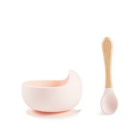 Набор посуды для детей Happy Baby/Хэппи Беби: Миска на присоске и ложка светло-розовый миниатюра