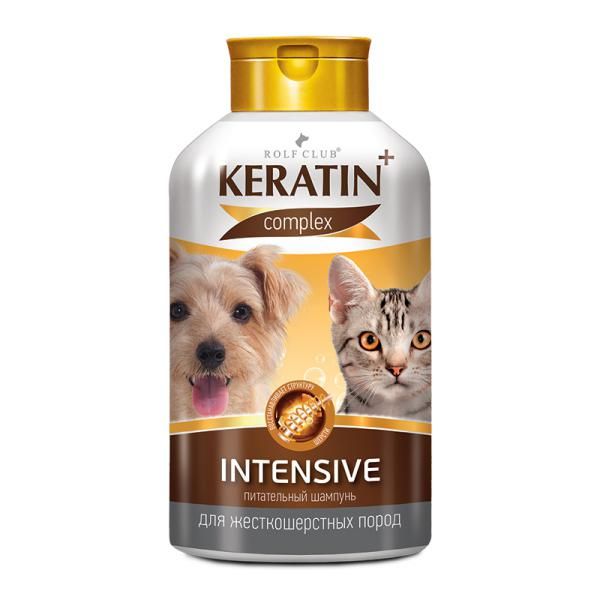 Шампунь для жесткошерстных кошек и собак Intensive Keratin+ 400мл шампунь для собак pchelodar антибактериальный с хлоргексидином 5% 250 мл