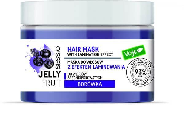 Маска ламинирующая для среднепористых волос с черникой Sessio Jelly Fruit Chantal 250г фото №4