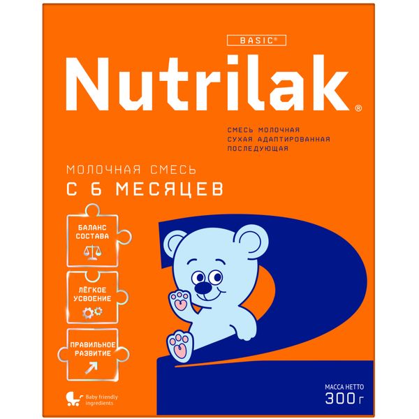 Смесь сухая молочная адаптированная последующая для детей с 6 мес. 2 Nutrilak/Нутрилак 300г смесь nutrilak нутрилак premium 2 молочная сухая адаптированная последующая 600 г