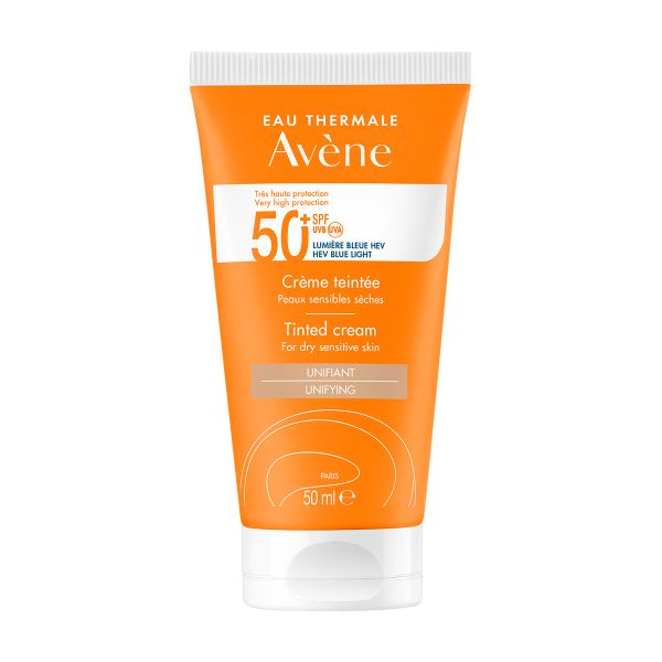 Крем солнцезащитный для сухой и чувствительной кожи лица и шеи тонирующий SPF50+ Avene/Авен туба 50мл Pierre Fabre Dermocosmetique