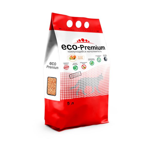 Наполнитель древесный персик ECO-Premium 1,9кг 5л наполнитель eco premium лаванда комкующийся древесный лаванда 1 9кг 5 л