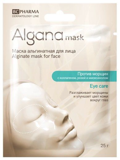 Маска Algana Альгана Eye Care альгин. для кожи вокруг глаз с коллаг., розой и миоксинолом 25 г