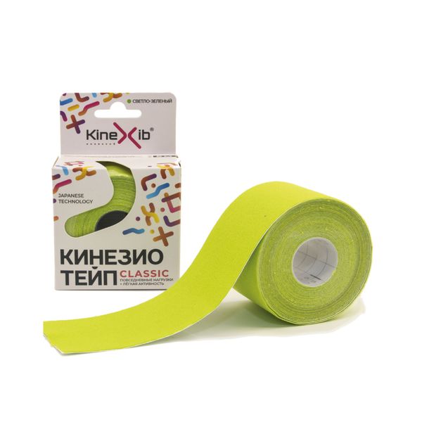 Тейп кинезио адгезивный восстанавливающий Kinexib Classic светло-зеленый, 5х500см тейп кинезио адгезивный восстанавливающий гипоаллергенный телесный premium first aid ферстэйд 5х500см