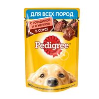 Корм влажный для взрослых собак всех пород с говядиной и ягненком в соусе Pedigree 85г миниатюра