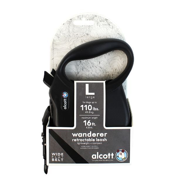 Рулетка лента для собак весом до 50кг черная Wanderer Alcott 5м (L) фото №2